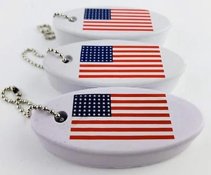 Floating Key Chain with American Flag Logo - Boat Key Float Key USA Flag - Picture 1 of 8