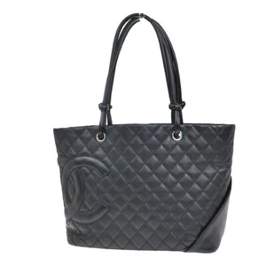 CHANEL CC Logo Cambon Shoulder Tote Bag Leather Black SHW Italy 614RF405 - Picture 1 of 18