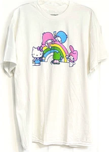NWOT 2021 Sanrio Hello Kitty & Friends T Shirt White Cotton Kawaii Rainbow XL - Picture 1 of 3