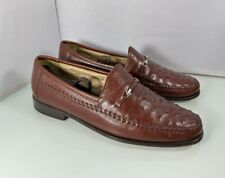 Florsheim Imperial Mens Cognac Full Quill Ostrich Leather Horse Bit Loafers 12 D