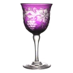 VINTAGE Crystal - FRUITING VINE Cut - Amethyst Wine Glass / Glasses - 5 3/4" - Picture 1 of 3