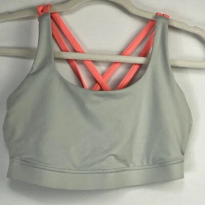 Sujetador deportivo Lululemon Energy sin almohadillas plateado y naranja talla 8 tiras yoga gimnasio Foto 1 de 4