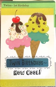 Karte ZWILLINGE ALTER 1 ERSTER GEBURTSTAG Happy 1. Geburtstag ZWILLINGE Jungen Mädchen Punze 3 - Bild 1 von 14