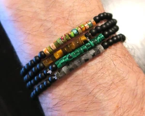 MINI Beads Armband mit synthetischen Steinen flexibel dehnbar ca. 18-22 cm - Bild 1 von 10