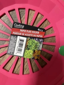 Plastic 9" Paper Plate Holders Set of 12 Pink PICNICS,BBQ,CAMPING - Picture 1 of 2