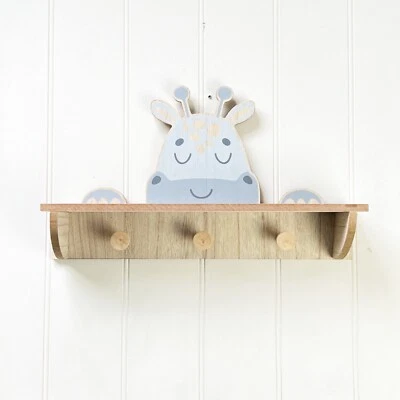 Nursery Wall Shelf Storage Hooks Rack Giraffe Animal Safari Decor Art Accessory - Image 1 of 4
