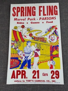 Póster de cartón Spring Fling Marvel Park Parsons KS Tobys Carnival - Imagen 1 de 2