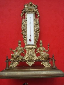 ANTIKER THERMOMETERHALTER BRONZE vergoldet 19. Jh. MILITÄRDENKMAL - Bild 1 von 19