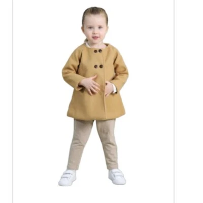 Abrigo Chaqueta Botón Manga Larga Sólido Invierno Bebé Niñas Pequeño Talla 3-6 Meses Foto 1 de 4
