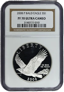 2008-P NGC PF70 ULTRA CAMEO Bald Eagle Modern Commem Silver Dollar in Old Holder - Picture 1 of 2