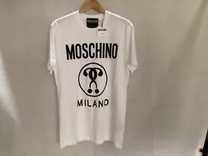 MOSCHINO MENS QUESTION MARK TSHIRT BRAND NEW SIZE MEDIUM 48EU 38UK WHITE TU11 - Picture 1 of 5