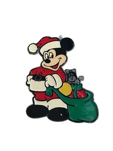 Adorno de Navidad estilo vitral acrílico vintage de Papá Noel Mickey Mouse de Disney - Imagen 1 de 8