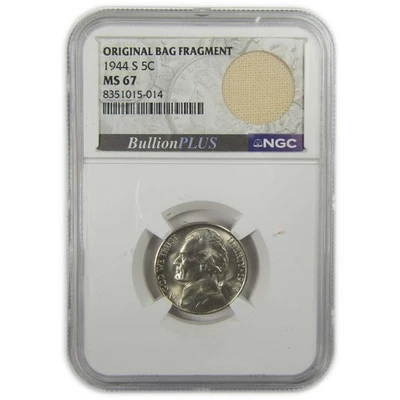 1944 S Jefferson Nickel MS 67 NGC Silver Bag Fragment SKU:I20332 - Image 1 of 4