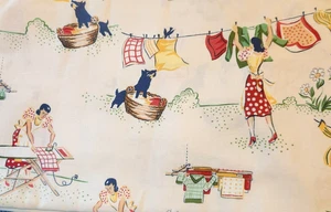 VINTAGE PRINT FABRIC FORTIES RETRO SHARON YENTER 2004 1 1/8 YARDS 44" WIDE - Picture 1 of 2