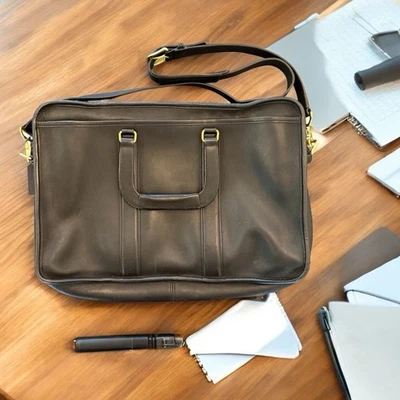 Coach Embassy Briefcase Black Leather Soft Bag 05296 Brass Hardware with Hangtag - Image 1 of 4