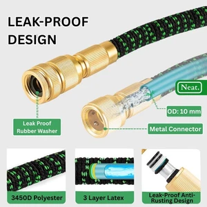 Expandable Garden Hose Pipe 50FT/100FT, No-Kink Flexible Water Hose with 10-Func - Picture 1 of 6