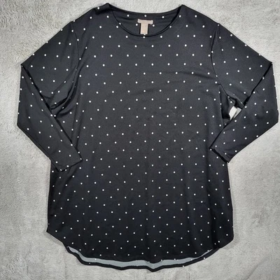 Vestido para mujer H&M 2XL negro con lunares blancos talla grande vestido manga larga Foto 1 de 4