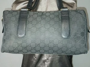 GUCCI GG Boston Bag Nylon Leather Black - Picture 1 of 12