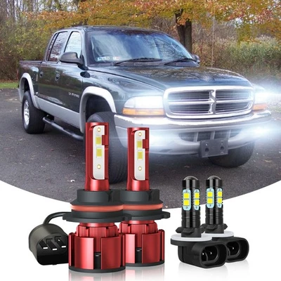 Combo de 4 faros antiniebla de haz alto/bajo LED para Dodge Dakota 2001-2004 Foto 1 de 4