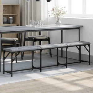 Dining Bench Steel Frame Light Grey Fabric Upholstered 186x32x45 cm Padded Seat. - Picture 1 of 5