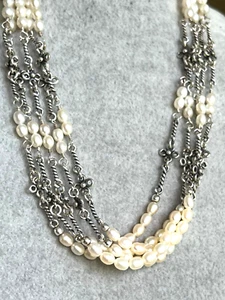 Silpada 17" L necklace 925 Sterling silver white Pearls multi strand necklace - Picture 1 of 6