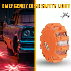 LED Flares Road Emergency Disc Safety Light Flashing Roadside Beacon Warning - Picture 1 of 9