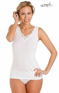 Womens 100% Bonded Cotton Sleeveless Vest White Black Skintone Size 10 > 20 1037 - Picture 1 of 1