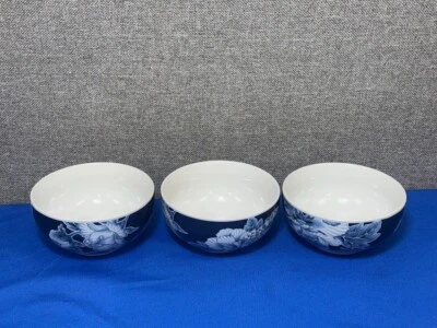 Fifth Blue Floral Cereal Bowls / All Purpose Bowls 222 - Three Alexandra Bowls - Imagem 1 de 4