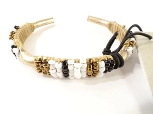 Nordstrom Treasure & Bond Women's Beaded Cuff Bracelet NWT 45 Black White - Picture 1 of 6