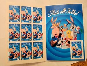 2000 "That's All Folks" Looney Tunes Full mint sheet 10 postage stamps 34 cent