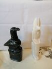 Egyptian Hand Carved Soap Stone Sculpture & Inuit Iskamo Bird Stone 