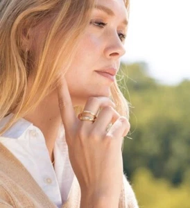 Loren Stewart x Curateur Deux Open Band 14K Gold Plated Ring Size 7 NWT - Picture 1 of 9
