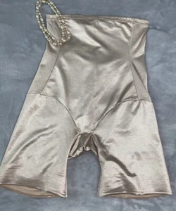 Vtg Shiny Nylon Spandex Long Leg Satin Shine Panty Girdle 2X Plus Hi Waist - Picture 1 of 5