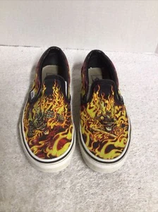 Scarpe da skate VANS classiche slip-on Samurai Rising Flames teschio uomo 6 donna 7,5 - Foto 1 di 10