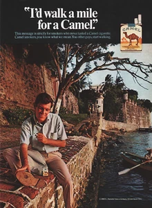 Vintage 1969 I'd Walk A Mile For A Camel Zigarettenwerbung - Bild 1 von 1