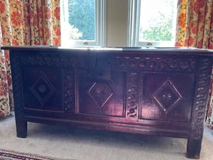 Antique 18th Century Oak Coffer. - Picture 1 of 11