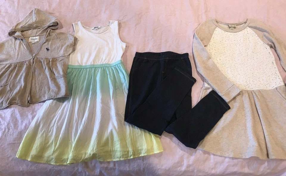 4 件套女孩 10/12 码 DKNY CHEROKEE Abercrombie Fitch CIRCO 连衣裙打底裤 — 第 1/4 张图片