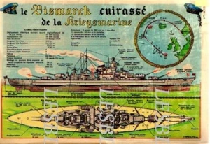 1960 DOCUMENT (ref CG 32) BATEAU MARINE ALLEMANDE BISMARCK CUIRASSé par TAVARD - Picture 1 of 1