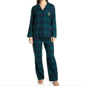 LAUREN RALPH LAUREN Tartan Plaid Brushed Twill Long Sleeve Pajama Set Size XS - Picture 1 of 12