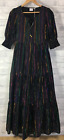 Scamp & Dude Black & Rainbow Foil Stripe Tiered Maxi Dress Size 8 New (SR120X6)