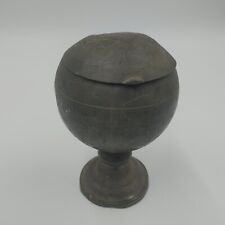 Antique Pewter Globe Tea Caddy Chinese Shuhlee Swatow Vessel World Snuff Tobacco