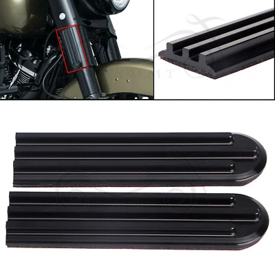 Motor Gloss Black Upper Fork Slider Accents For Harley Touring Trikes Road Kings Foto 1 de 4
