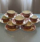 8 Vintage Royal China Memory Lane Cup and Saucer Sets Pink Red Acorn 16 Pcs READ