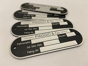 Typenschild geeignet für Piaggio, Vespa, blanko, mit Baujahr - Bild 1 von 2