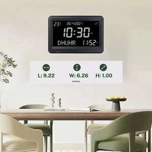 FAJ-113 Automatic Digital 8 Azan Prayer Sounds Islamic White Black Clock - Picture 1 of 9