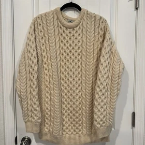 Vintage L.L Bean Fisherman Wollpullover mit Zopfmuster Made in IRELAND Large Tall - Bild 1 von 6