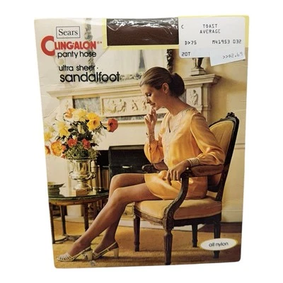 Pantimedias vintage Sears Cling-alon ultra transparentes promedio tostado sandalio Foto 1 de 2