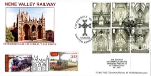 Cathedrals Nene Valley Railway 2008 FDC Gloucester sello de mano especial - Imagen 1 de 1