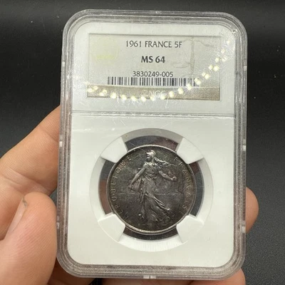 NGC Certified, France, 5 Francs, Semeuse, 1961, Paris Mint, Silver Ms64 TONED - Image 1 of 4