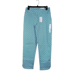 Croft Barrow Ankle Pants Womens 6 Blue Multi Geometric Effortless Stretch Casual - Picture 1 of 14